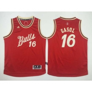youth nba chicago bulls #16 gasol red[2015 Christmas edition]