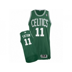 Men's Adidas Boston Celtics #11 Jayson Tatum Authentic Green(White No.) Road NBA Jersey