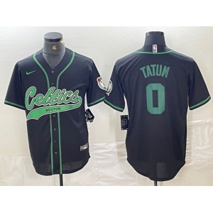 Men's Boston Celtics #0 Jayson Tatum Black Cool Base Stitched Baseball Jersey