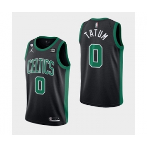 Men's Boston Celtics #0 Jayson Tatum Black No.6 Patch Stitched Basketball Jersey