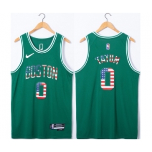 Men's Boston Celtics #0 Jayson Tatum USA Flag Green Stitched Jersey