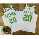 Men's Boston Celtics #20 Ray Allen White 2008 NBA 17th Champions Patch 2007-08 Hardwood Classics Soul AU Throwback Jersey