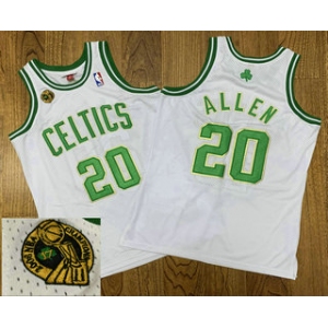 Men's Boston Celtics #20 Ray Allen White 2008 NBA 17th Champions Patch 2007-08 Hardwood Classics Soul AU Throwback Jersey