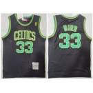 Men's Boston Celtics #33 Larry Bird Black Green Throwback Stitched Basketball Jersey