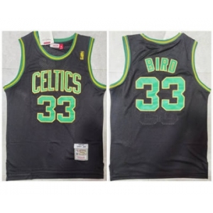 Men's Boston Celtics #33 Larry Bird Black Green Throwback Stitched Basketball Jersey