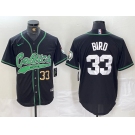 Men's Boston Celtics #33 Larry Bird Black With Patch Cool Base Stitched Baseball Jerseys