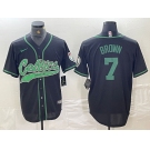 Men's Boston Celtics #7 Jaylen Brown Black Cool Base Stitched Baseball Jersey