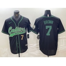 Men's Boston Celtics #7 Jaylen Brown Number Black Cool Base Stitched Baseball Jersey