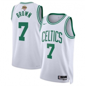 Men's Boston Celtics #7 Jaylen Brown White 2024 Finals Association Edition Stitched Basketball Jersey