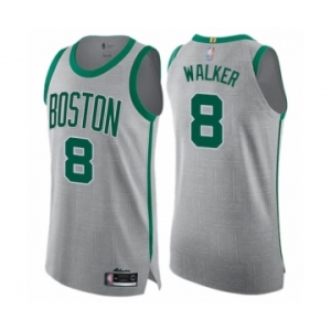 Men's Boston Celtics #8 Kemba Walker Authentic Gray Basketball Jersey - City Edition