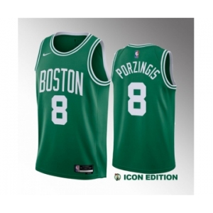 Men's Boston Celtics #8 Kristaps Porzingis Green 2023 Draft Icon Edition Stitched Basketball Jersey