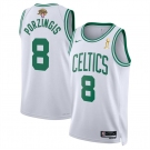 Men's Boston Celtics #8 Kristaps Porzingis White 2024 Finals Champions Association Edition Stitched Basketball Jersey