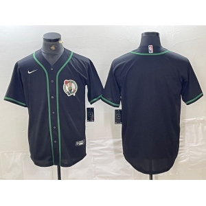 Men's Boston Celtics Black With Patch Cool Base Stitched Baseball Jersey