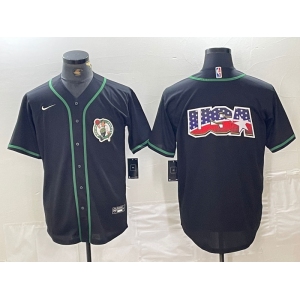 Men's Boston Celtics Black With Patch Cool Base Stitched Baseball Jerseys