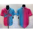 Men's Boston Celtics Blank Pink Blue Limited Stitched Baseball Jersey