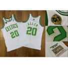 Men's Celtics #20 Ray Allen White 2007-08 Champions Patch Stitched Hardwood Classics Jersey