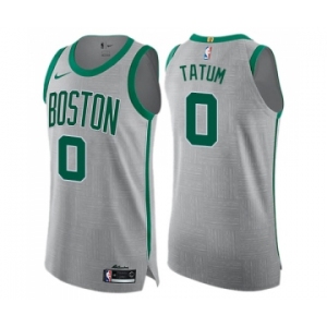 Men's Nike Boston Celtics #0 Jayson Tatum Authentic Gray NBA Jersey - City Edition