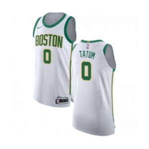 Men's Nike Boston Celtics #0 Jayson Tatum Authentic White NBA Jersey - City Edition