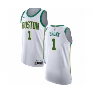 Men's Nike Boston Celtics #1 Walter Brown Authentic White NBA Jersey - City Edition