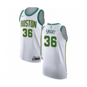 Men's Nike Boston Celtics #36 Marcus Smart Authentic White NBA Jersey - City Edition