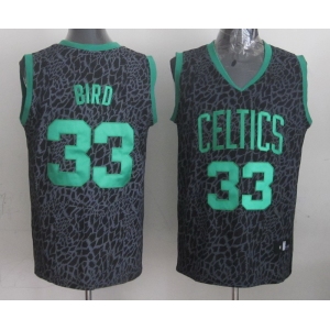 nba boston celtics #33 bird black leopard print[2014 new]