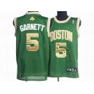 nba boston celtics #5 garnett green(gold number)