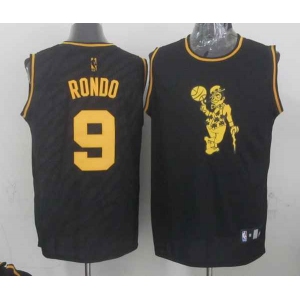 nba boston celtics #9 rondo black[gold lettering fashion]