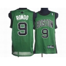 nba boston celtics #9 rondo green(black number)