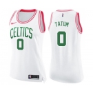 Women's Nike Boston Celtics #0 Jayson Tatum Swingman White Pink Fashion NBA Jersey