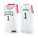 Women's Nike Boston Celtics #1 Walter Brown Swingman White Pink Fashion NBA Jersey