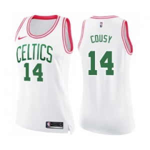 Women's Nike Boston Celtics #14 Bob Cousy Swingman White Pink Fashion NBA Jersey