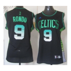 women nba boston celtics #9 rondo black[number green]