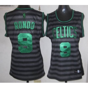 women nba boston celtics #9 rondo grey[black strip]