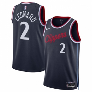 Men Los Angeles Clippers #2 Kawhi Leonard Navy 2024-25 Icon Edition Stitched Jersey
