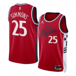 Men Los Angeles Clippers #25 Ben Simmons Red 2024-25 Statement Edition Stitched Jersey