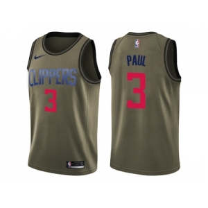 Men Nike Los Angeles Clippers #3 Chris Paul Green Salute to Service NBA Swingman Jersey