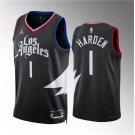 Men's Los Angeles Clippers #1 James Harden Black Statement Edition Stitched Jersey