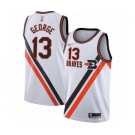 Men's Los Angeles Clippers #13 Paul George Authentic White Hardwood Classics Finished Basketball Jersey