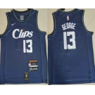 Men's Los Angeles Clippers #13 Paul George Blue 2024 City Edition Swingman Sponsor Stitched Jersey