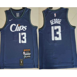 Men's Los Angeles Clippers #13 Paul George Blue 2024 City Edition Swingman Sponsor Stitched Jersey