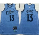 Men's Los Angeles Clippers #13 Paul George Light Blue 2024 City Icon Sponsor Swingman Jersey