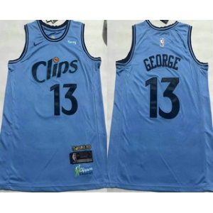 Men's Los Angeles Clippers #13 Paul George Light Blue 2024 City Icon Sponsor Swingman Jersey