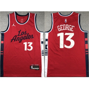 Men's Los Angeles Clippers #13 Paul George Red Stitched Jersey