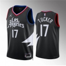 Men's Los Angeles Clippers #17 P.j. Tucker Black Statement Edition Stitched Jersey