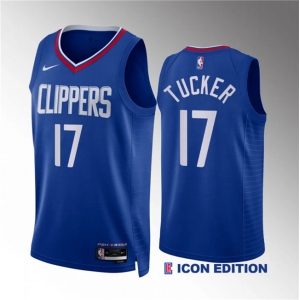 Men's Los Angeles Clippers #17 P.j. Tucker Blue Icon Edition Stitched Jersey