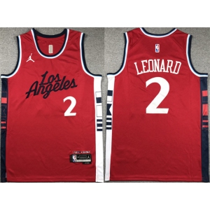 Men's Los Angeles Clippers #2 Kawhi Leonard Red Stitched Jersey