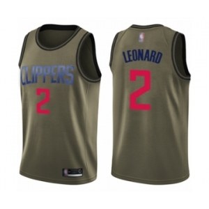 Men's Los Angeles Clippers #2 Kawhi Leonard Swingman Green Salute to Service Basketball Jersey