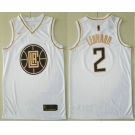 Men's Los Angeles Clippers #2 Kawhi Leonard White Golden Nike Swingman Stitched NBA Jersey