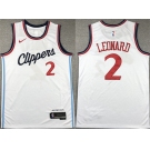 Men's Los Angeles Clippers #2 Kawhi Leonard White Stitched Jersey