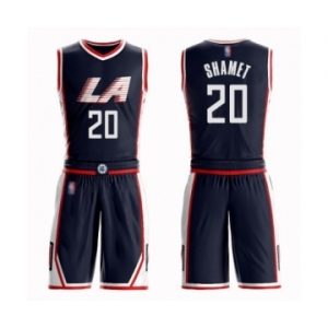 Men's Los Angeles Clippers #20 Landry Shamet Authentic Navy Blue Basketball Suit Jersey - City Edition